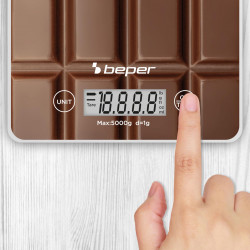 Beper P102BIL002 Kitchen Scale, Up to 5 kg, g/lb, LCD Display, TAPA, Auto Shut-Off, Brown