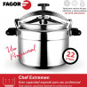 Тенджера под налягане Fagor Chef Extremen 100602653, 15 л, 30 см, 50 kPa, 3 системи за безопасност, Алуминий, Сребрист