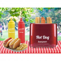 Μηχανή hot dog Beper BT.150Y, 750W, 2 hotdogs, 5 στάδια, αφαιρούμενη θήκη για ψίχουλα, Κόκκινο