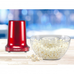 Beper P101CUD052 Hot Air Popcorn Maker, 1200W, Up to 80 g of corn, Built-in bowl, Red