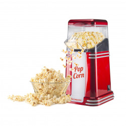 Aparat de popcorn cu aer cald Beper 90.590Y, 1200W, 260 ml, Design compact, Mentinere caldura, Rosu/Alb