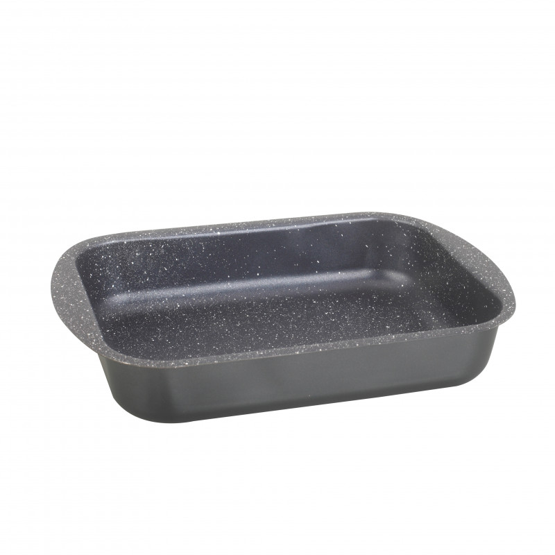 Tavă de copt Oliver Voltz OV51222N25S, 25 cm, finisaj marmură, dreptunghiulară, negru
