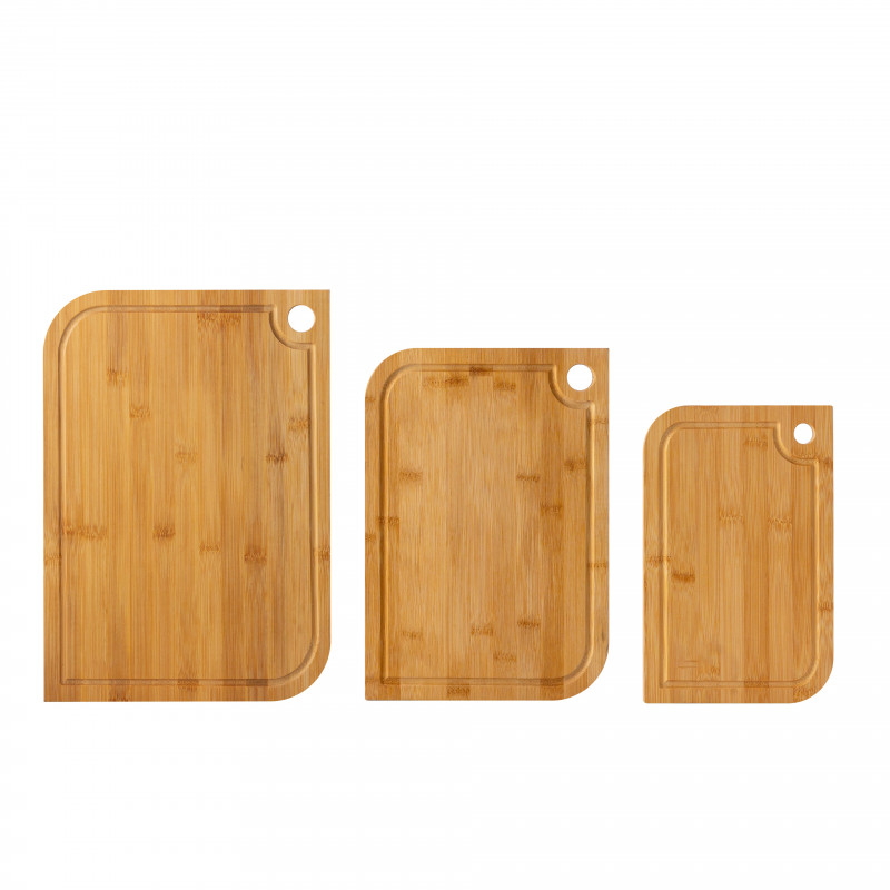 Rosberg R51635C3 Cutting Board Set, 3-Piece, Double-Sided, Bamboo, Brown