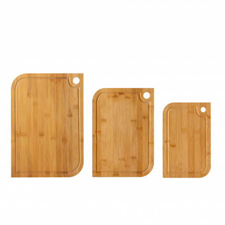 Rosberg R51635C3 Cutting Board Set, 3-Piece, Double-Sided, Bamboo, Brown