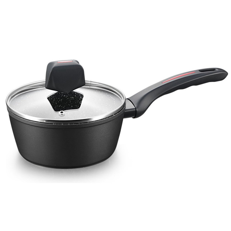 Κατσαρόλα με καπάκι Royalty Line FSN18, 18 cm, 1,8 l, Φινίρισμα από γρανίτη, επαγωγική, Μαύρο