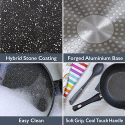 Касерола с капак Royalty Line RL-FSN18, 18 см, 1.8 л, Гранитно покритие, Индукция, Черен