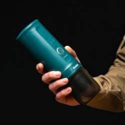 Espressor portabil Outin Nano Teal, 12/24 V, 7500mAh, 20bar, 80ml, Incarcare USB, Cafea macinata si capsule, Turcoaz