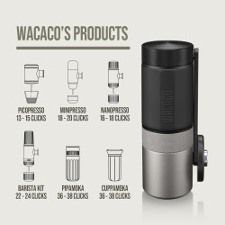 Wacaco Exagrind Coffee Grinder, Manual, Up to 20 g, Stainless Steel Mechanism, Aluminum Body, Black