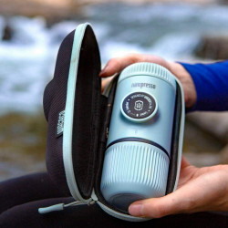 Wacaco Nanopresso Arctic Blue Portable Espresso Machine, 18 bar, 80 ml, For ground coffee, No charging or batteries required, Carrying case, Arctic Blue
