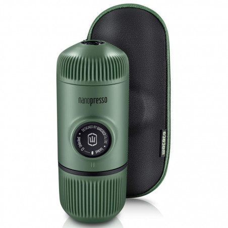 Φορητή μηχανή εσπρέσο Wacaco Nanopresso Moss Green, 18bar, 80 ml, Για αλεσμένο καφέ, Δεν απαιτείται φόρτιση και μπαταρίες, Θήκη, Πράσινο