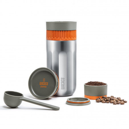 Wacaco Pipamoka Portable Handheld Espresso Machine, 18 bar, 236 ml, Microfilter, Stainless Steel/Orange
