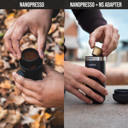 Wacaco Nanopresso Classic Portable Espresso Machine, NS Nespresso Capsule Adapter, 18 bar, 80 ml, No charging or batteries required, Black