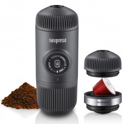 Espressor portabil Wacaco Nanopresso Classic, Cafea macinata si capsule Nespresso, 18bar, 80 ml, Fara incarcare sau baterii, Negru