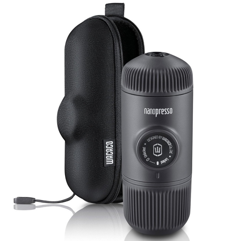 Φορητή μηχανή εσπρέσο Wacaco Nanopresso Black, 18bar, 80 ml, Για αλεσμένο καφέ, Δεν χρειάζεται φόρτιση ή μπαταρίες, Θήκη μεταφοράς, Μαύρο