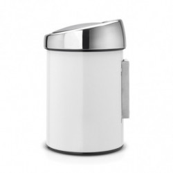 Кош за боклук Brabantia Touch Bin 647216, 3 л, Плавно и безшумно отваряне, Стенен монтаж, Бял