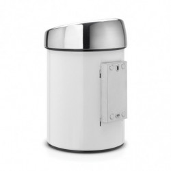Cos de gunoi Brabantia Touch Bin 647216, 3 L, Deschidere lina si silentioasa, Montare pe perete, Alb