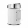 Brabantia Touch Bin 647216, 3 L, Ομαλό και αθόρυβο άνοιγμα, Επίτοιχη τοποθέτηση, Λευκό