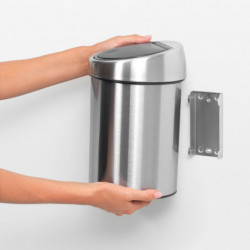 Кош за боклук Brabantia Touch Bin 647216, 3 л, Плавно и безшумно отваряне, Стенен монтаж, Бял