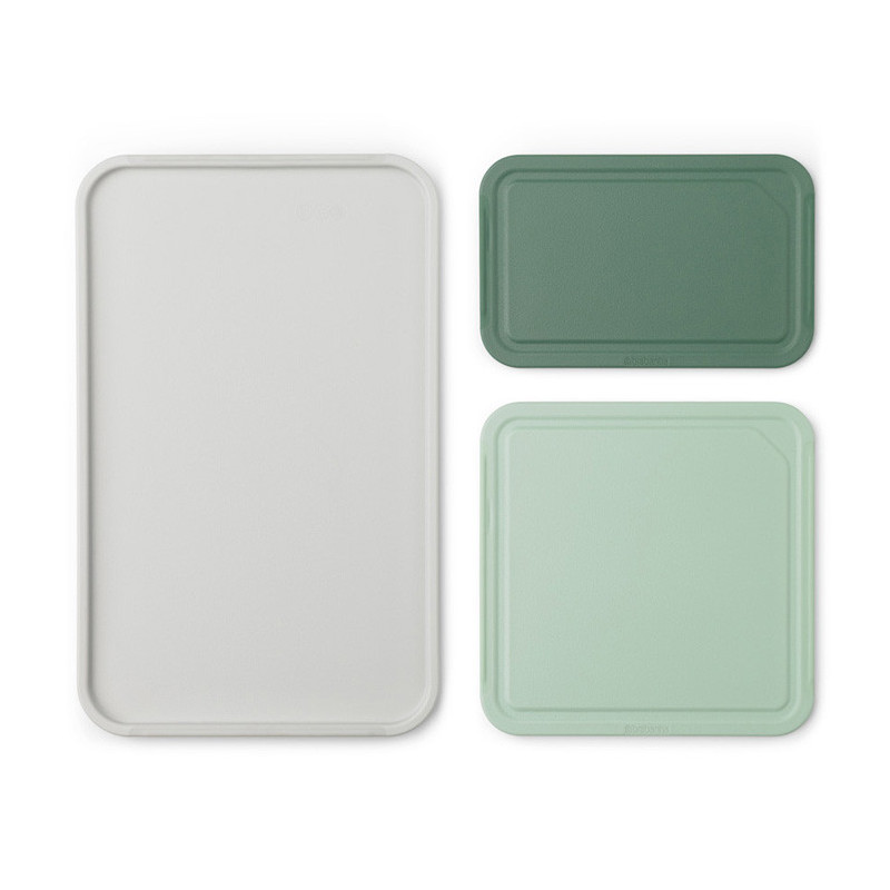 Brabantia Tasty+ 3-Piece Cutting Board Set 1003309, Non-Slip, Easy to Clean, Green/White