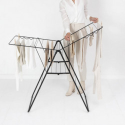 Uscator de rufe Brabantia Hangon 1004165, 20 m, 6 umerase, Reglabil, Blocare copii, Negru/mat