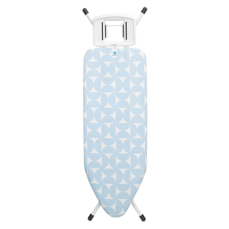 Τραπέζι σιδερώματος Brabantia C 1005620, 124x45 cm, 7 θέσεις ρύθμισης, Μεγάλη θήκη σίδερου, Ανοιχτό μπλε