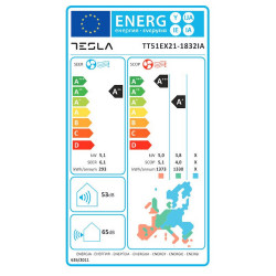 Κλιματιστικό Inverter Tesla TT51EX21-1832IA, 18000 BTU, Κατηγορία A++/A+, Έως 40 m2, Οθόνη LED, Turbo, Λειτουργία Sleep, Λευκό