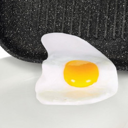 Royalty Line FGN24 Grill Pan, 24 cm, Marble Coating, Induction, Black