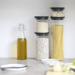 Borcan din sticla Brabantia Stackable 646873, 1,9 L, Inchidere ermetica, Transparent/Gri inchis