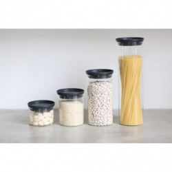 Borcan din sticla Brabantia Stackable 646873, 1,9 L, Inchidere ermetica, Transparent/Gri inchis