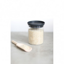 Brabantia Stackable Glass Jar 646875, 0.6 L, Airtight Seal, Dishwasher Safe, Dark Gray