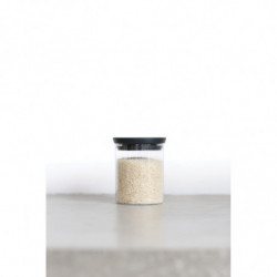 Brabantia Stackable Glass Jar 646875, 0.6 L, Airtight Seal, Dishwasher Safe, Dark Gray