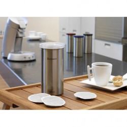 Brabantia 646988 Coffee Capsule Storage Jar, Holds up to 18 capsules, Stainless steel, Fingerprint-resistant, Stainless steel/dark gray