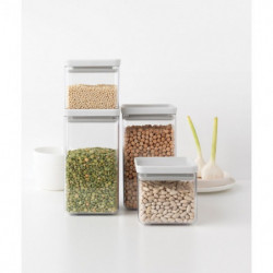 Set of 4 Brabantia Tasty+ 1001159 Storage Jars, 700/1.6 L, Stackable, Light Gray