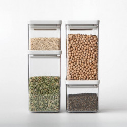 Set of 4 Brabantia Tasty+ 1001159 Storage Jars, 700/1.6 L, Stackable, Light Gray