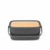 Brabantia Nic Bread Box 1003255, 39.5 cm, Bamboo Lid, Carrying Handle, Dark Gray