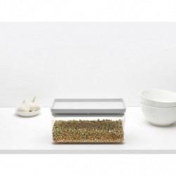 Cutie de depozitare Brabantia Tasty+ Stackable 1008874, 1,5L, Sigiliu din silicon, Fara BPA, Gri deschis