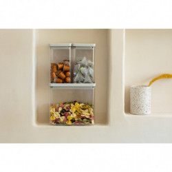 Κουτιά αποθήκευσης Brabantia Tasty+ Stackable 1008880, 2x1.6l+1x3.5l, BPA-free, Στεγανό κλείσιμο, Ανοιχτό γκρι