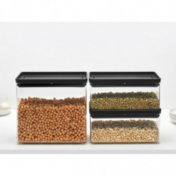 Brabantia Tasty+ Stackable Storage Containers 1008881, 2x1.5L + 1x3.5L, BPA-Free, Airtight Seal, Dark Gray