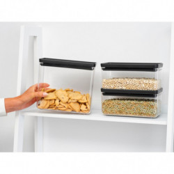 Cutii de depozitare Brabantia Tasty+ Stackable 1008881, 2x1.5L+1x3.5L, Fara BPA, Inchidere stransa, Gri inchis