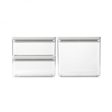 Кутии за съхранение на продукти комплект Brabantia Tasty+ Stackable 2x1.5L+1x3.5L Light Grey