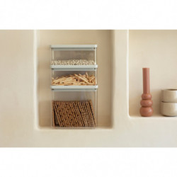 Brabantia Tasty+ Stackable Food Storage Containers 1008882, 1.5 L/3.5 L, BPA-Free, Airtight Seal, Light Gray