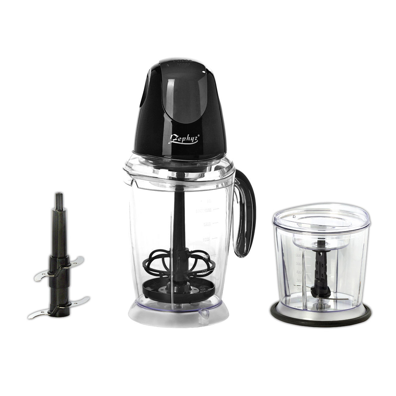 Blender si tocator 2in1 ZEPHYR ZP 1111 O, 350W, 1,5 litri, 0,6 litri, 2 accesorii, Negru