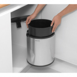 Brabantia Built-In Trash Can 647044, 15 L, Wide Opening, Plastic Inner Bin, Stainless Steel