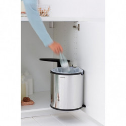 Brabantia Εντοιχιζόμενος κάδος 647044, 15 L, Ευρύ άνοιγμα, Πλαστικός εσωτερικός κάδος, Inox