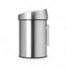 Brabantia Touch Bin 647211, 3 L, Smooth and silent opening, Wall-mounted, Stainless steel/matte