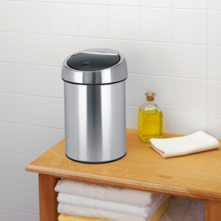 Brabantia Touch Bin 647211, 3 L, Smooth and silent opening, Wall-mounted, Stainless steel/matte