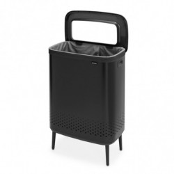 Cos de rufe Brabantia Bo 1004177, 2x45 L, Umplere fara deschidere, Orificii aerisire, Picioare reglabile, Negru