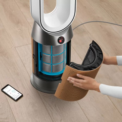 Purificator de aer 3in1 Dyson HP09 NK/GD, Racitor, Incalzitor, Pana la 81 m², Wi-Fi, 10 viteze, Oscilatie, Auto senzor aer murdar, Nichel/Galben