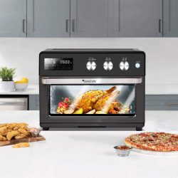 TurboTronic TT-AF32DRD Oil-Free Air Fryer/Oven, 1700 W, 32 L, 25–230°C, 12 Programs, Grill, LED Display, Timer, Accessories, Black