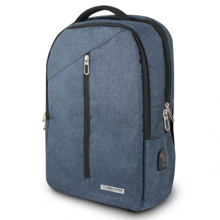 Esperanza ET196 Classic Laptop Bag, 15.6", Foam-padded side panels, Zippered pocket, Gray